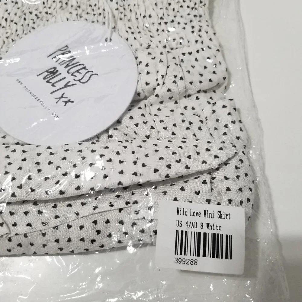 NWT Princess Polly Wild Love Mini Skirt white size 8AU/4 US‎